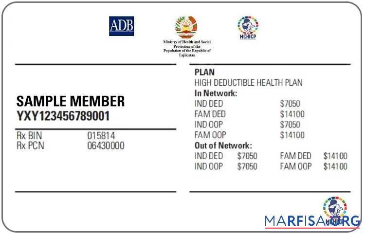 Downloadable Tajikistan health insurance card example